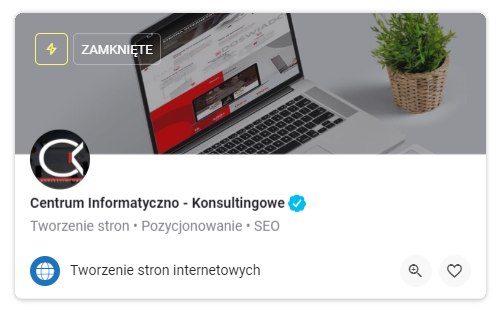 Wizytówka firmowa - Karta zamknięta